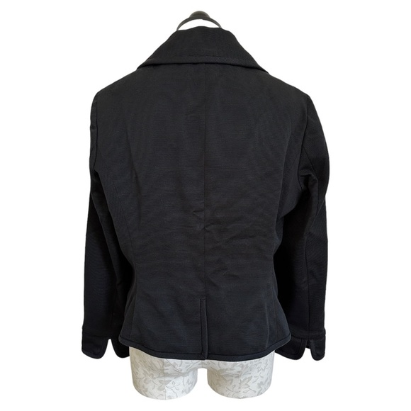 Talbots Black Pea Coat Double Breasted Textured Ridged Fully Lined Size 14 - Picture 5 of 14